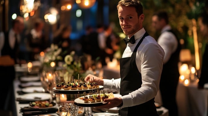 Waiters serving appetizers at an event