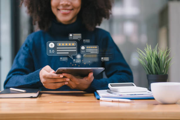 Testimonial board with smiling clients